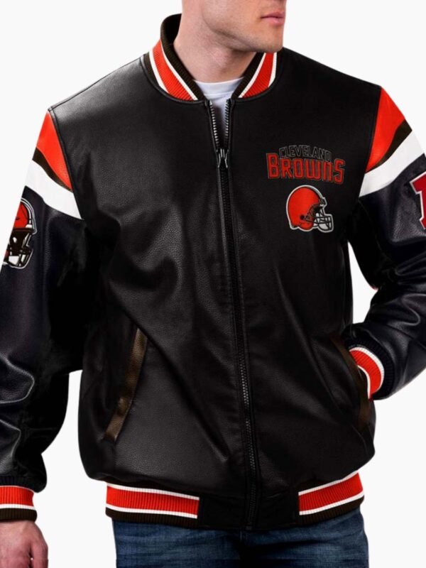 NFL Multi Cleveland Browns Varsity Leather Jacket