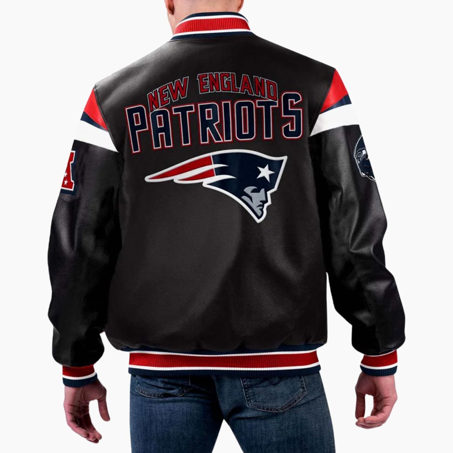 NFL Multi New England Patriots Varsity Leather Jacket NFL Multi New England Patriots Varsity Leather Jacket