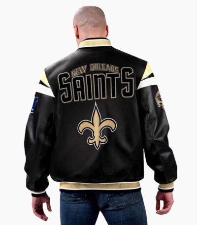 NFL Team New Orleans Saints Multicolor Varsity Leather Jacket