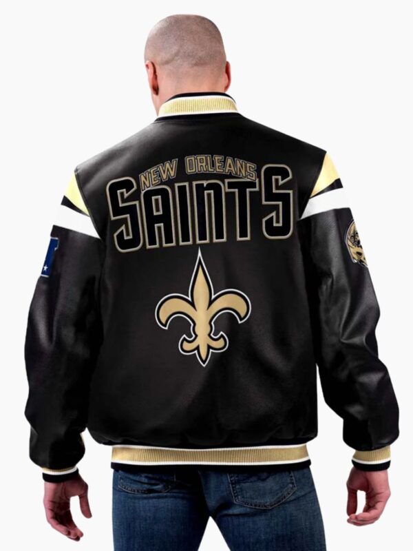 NFL Team New Orleans Saints Multicolor Varsity Leather Jacket