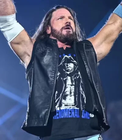 Royal Rumble 2026 AJ Styles Black Leather Vest