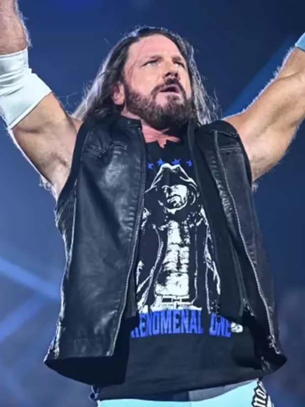 Royal Rumble 2026 AJ Styles Black Leather Vest