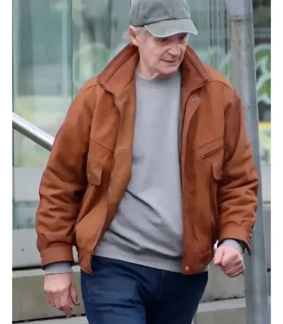 4 Kids Walk Into a Bank Liam Neeson Brown Jacket