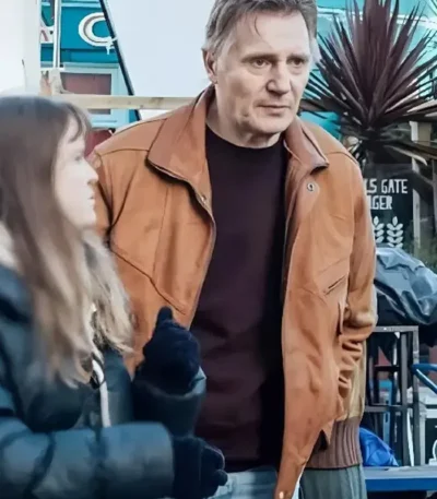 4 Kids Walk Into a Bank Liam Neeson Brown Jacket
