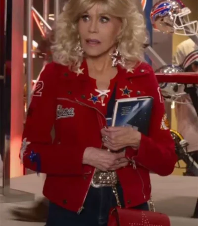 80 For Brady Jane Fonda Red Jacket