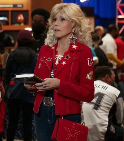 80 For Brady Jane Fonda Red Jacket