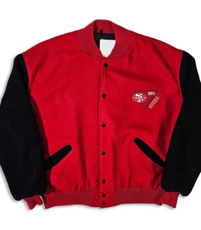 90’s San Francisco 49ers Red and Black Varsity Jacket