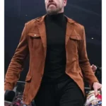 AEW Christian Cage Brown Leather Blazer