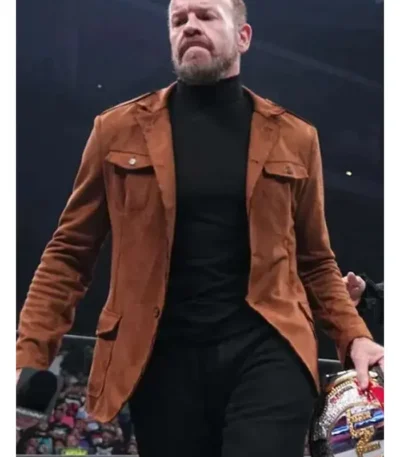 AEW Christian Cage Brown Leather Blazer