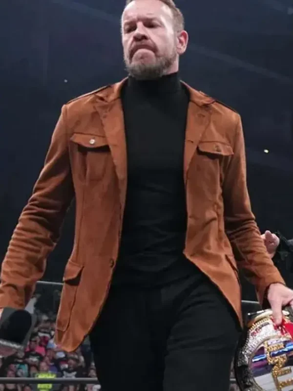 AEW Christian Cage Brown Leather Blazer