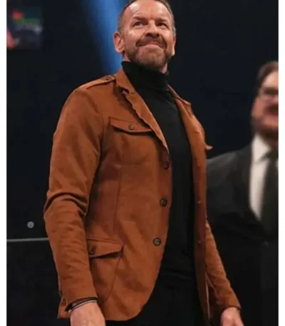 AEW Christian Cage Brown Leather Blazer