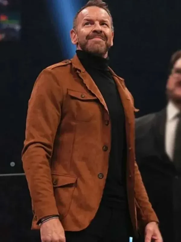 AEW Christian Cage Brown Leather Blazer