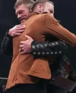 AEW Christian Cage Brown Leather Blazer