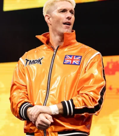 AEW Zack Sabre Jr. UK Flag Orange Jacket