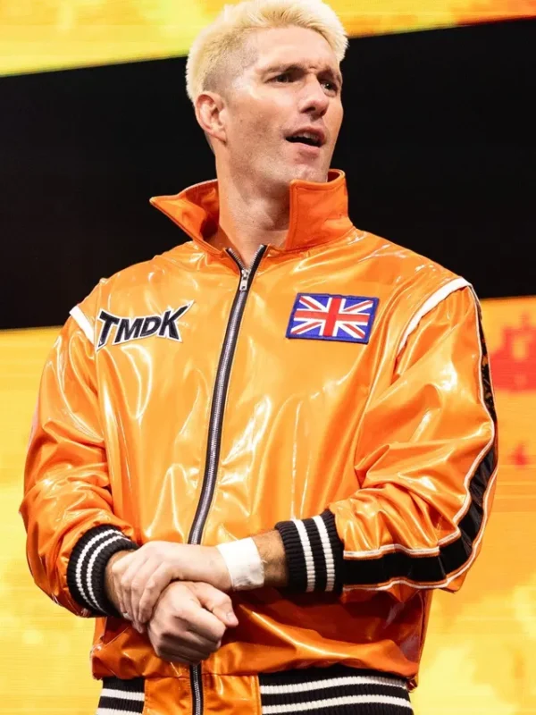 AEW Zack Sabre Jr. UK Flag Orange Jacket