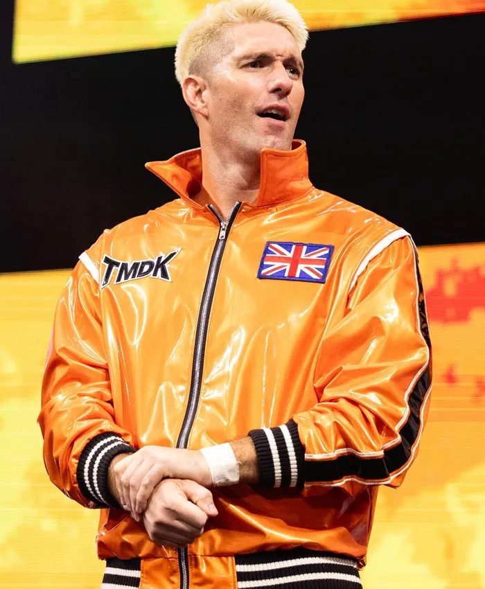 AEW Zack Sabre Jr. UK Flag Orange Jacket AEW Zack Sabre Jr. UK Flag Orange Jacket