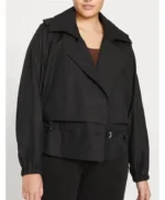 Abigail Black Cotton Cropped Trench Coat