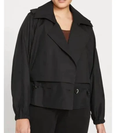 Abigail Black Cotton Cropped Trench Coat