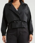 Abigail Black Cotton Cropped Trench Coat