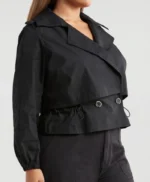 Abigail Black Cotton Cropped Trench Coat