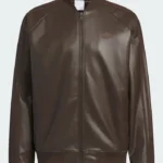 Adidas Originals 2026 Brown Leather Bomber Jacket