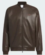 Adidas Originals 2026 Brown Leather Bomber Jacket