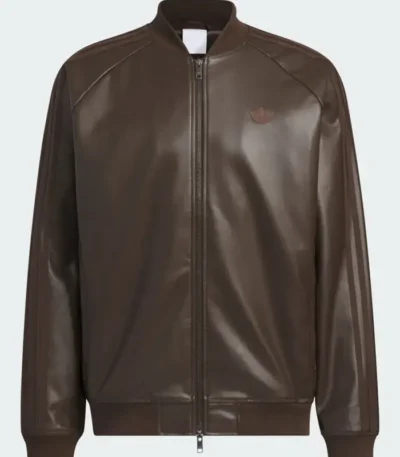 Adidas Originals 2026 Brown Leather Bomber Jacket