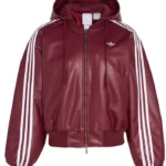Adidas Originals Wine Red Leather Jacket