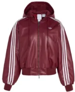 Adidas Originals Wine Red Leather Jacket