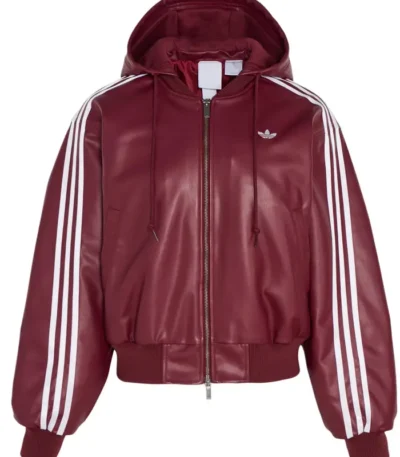 Adidas Originals Wine Red Leather Jacket