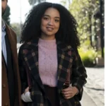 Aisha Dee Safe Home 2023 Plaid Brown Coat