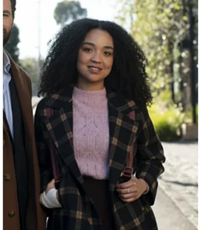 Aisha Dee Safe Home 2023 Plaid Brown Coat