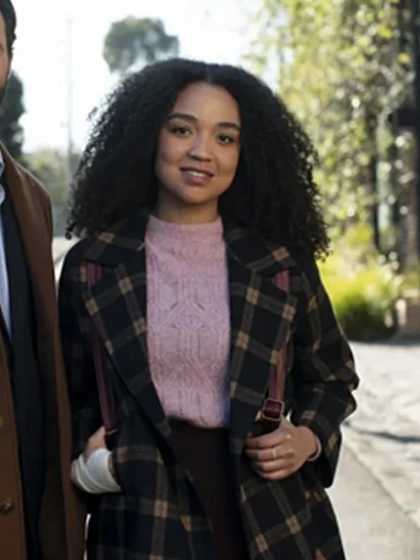 Aisha Dee Safe Home 2023 Plaid Brown Coat