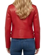 Alana Slim-Fit Zip-Up Motorcycle Red Leather Jacket