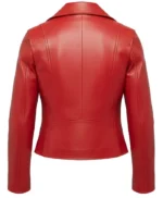 Alana Slim-Fit Zip-Up Motorcycle Red Leather Jacket