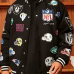 All Team Badges Black Varsity Jacket