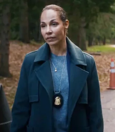 Amanda Brugel Nika and Madison Black Leather Coat