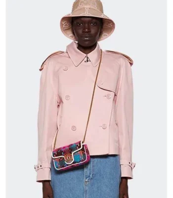 Amanda Laura Pink Cropped Trench Coat