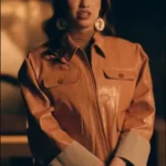 Amber Midthunder Novocaine Brown Leather Coat