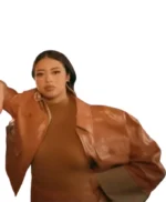 Amber Midthunder Novocaine Brown Leather Coat