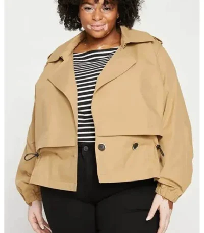 Amber Tan Cropped Trench Coat