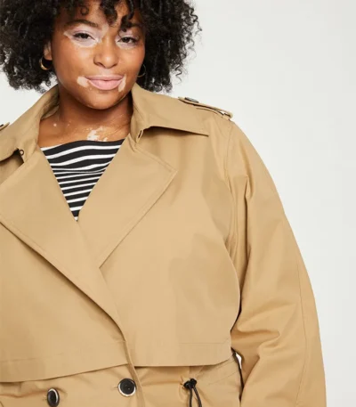 Amber Tan Cropped Trench Coat