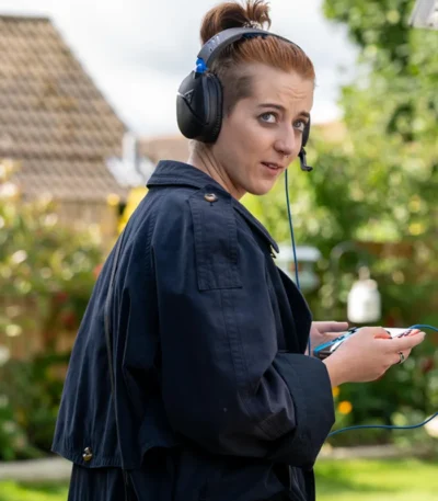 Amelie Davies Chicken Town Blue Coat