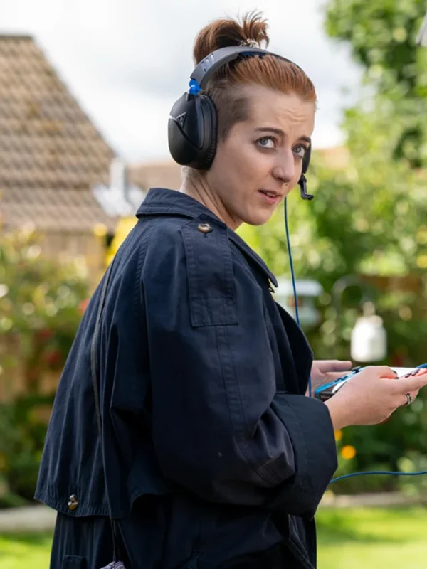 Amelie Davies Chicken Town Blue Coat