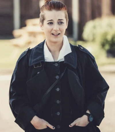 Amelie Davies Chicken Town Blue Coat