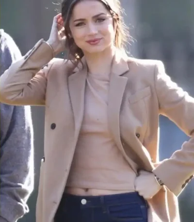 Ana de Armas Deep Water Beige Brown Trench Coat