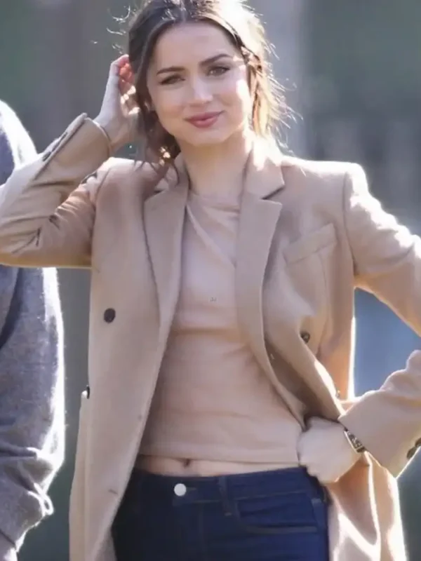 Ana de Armas Deep Water Beige Brown Trench Coat