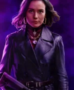 Ana de Armas Ballerina Double-Breasted Leather Trench Coat