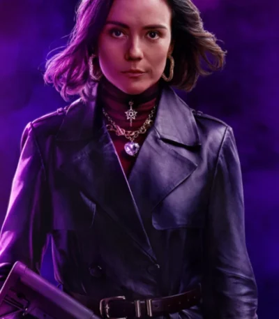 Ana de Armas Ballerina Double-Breasted Leather Trench Coat