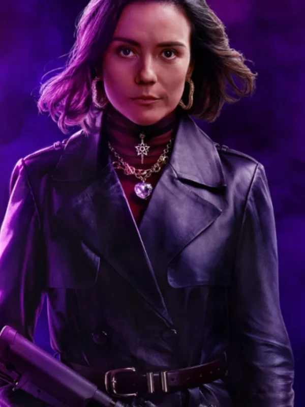 Ana de Armas Ballerina Double-Breasted Leather Trench Coat